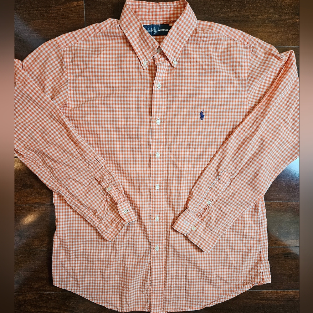 Ralph Lauren Men's Orange Checkered Shirt